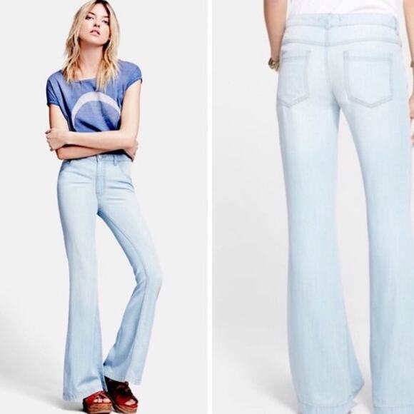 NWT Free People Drapey Flare Beryl Jeans SIZE 29 Flare Leg 35 x 33 RUNS LARGE - Picture 1 of 12
